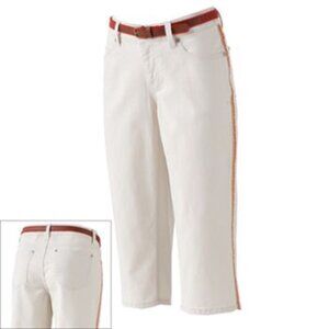 SONOMA Life + Style Modern Fit Embroidered Denim Capris with Coordinating Belt